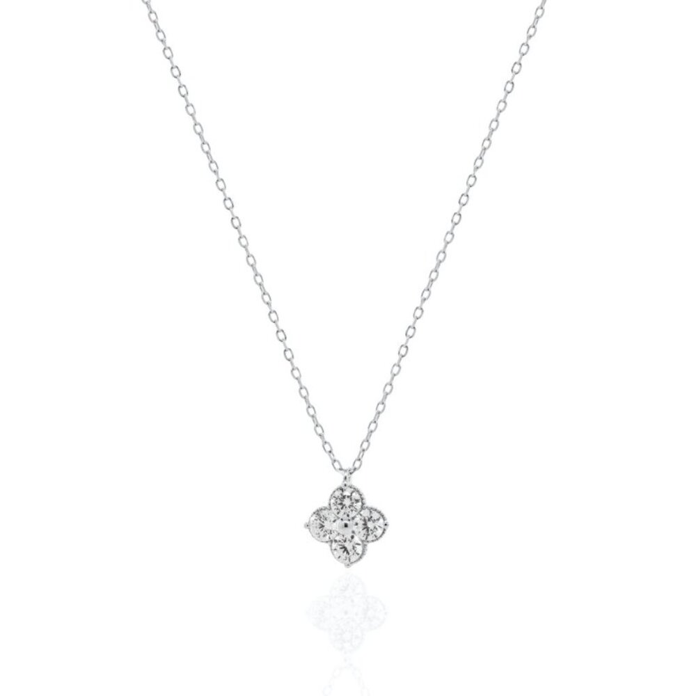 NWT Victoria Clover Necklace // Sterling Silver + CZ